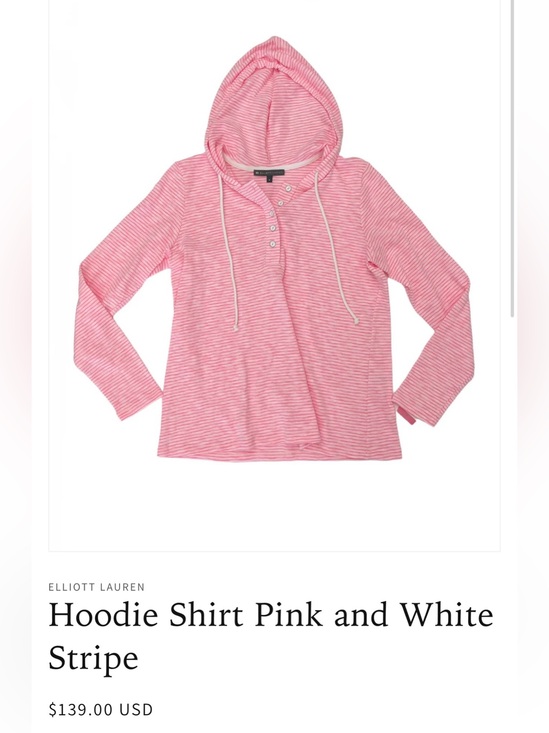 Elliott Lauren Sweaters - Elliott Lauren Pink and White Striped Hooded Henley